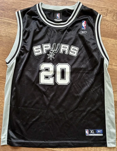 Manu Ginobili Jersey Men Extra Large Black Gray San Antonio Spurs #20 Reebok NBA Cover