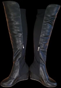 Catherine Malandrino Black Over Knee Faux Leather Boots Size 7.5 - Picture 1 of 8