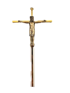 Solid Brass Metal INRI Jesus On Crucifix Cross Wall Decor 10"X5" As Is - Picture 1 of 8