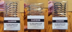 DECORATIVE SHOWER CURTAIN HOOKS Cannon 12pk chrome nickel bronze NEW! - Picture 1 of 10
