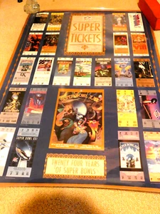 1990 NFL Laminated Poster - 24 Years of Super Bowl Tickets 36 x 24 - Picture 1 of 8