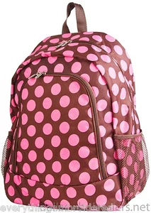 Personalisierter Rucksack Buchtasche Tupfen rosa braun Initiale(n) Name gratis 16x12" - Bild 1 von 2
