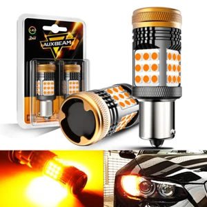 AUXBEAM 1156 LED Turn Signal Light Bulbs Amber Yellow Anti Hyper Flash CANBUS 2x - Picture 1 of 12