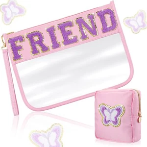2 PCS Valentine’s Day Makeup Bag Friendship Gift for Women Travel Pouch - Picture 1 of 6