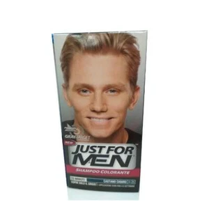 JUST FOR MEN Shampoo colore capelli grigi bianchi Uomo Tintura Castano Chiaro - Foto 1 di 1