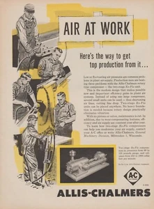 1955 Allis-Chalmers - Ro-Flo Compressors - Air Tool Workers - Print Ad Photo Art - Picture 1 of 1