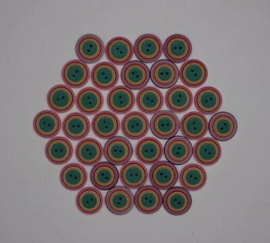 Vintage Rainbow Truncated Cone 2-Hole Button 23mm Lot of 2 AA97 - Picture 1 of 8