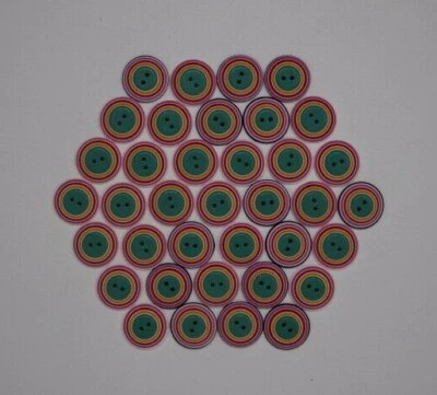 Vintage Rainbow Truncated Cone 2-Hole Button 23mm Lot of 2 AA97 - Image 1 of 4