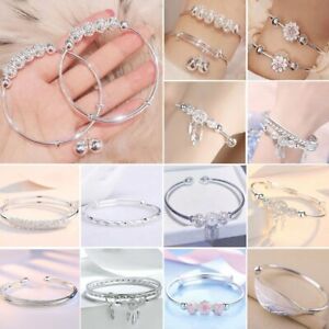 925 Silver Dreamcatcher Beads Cuff Bracelet Charm Cuff Bangle Women Adjustable 