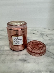 Voluspa Sparkling Rose Candle Small Glass Jar 5.5 Oz. Pink 50 Hour Burn Time - Picture 1 of 8