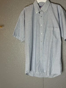 ROYAL PARK Shirt Men's Small S Button Down Short Sleeve Stripe Blue - Picture 1 of 6