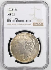 1925 Peace Dollar NGC Certified MS62 - Picture 1 of 2
