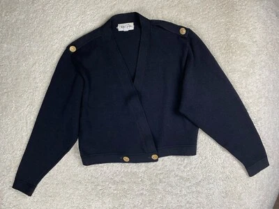 Suéter De Colección St. John Skene Talla S Negro Santana Tejido Envoltura Botón Corto Raro Foto 1 de 4