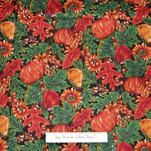 Fall Fabric Harvest - Indian Corn Pumprkin Acorn Leaves - Cotton Quilting YARDS - Picture 1 of 1