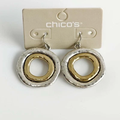 New Chicos Statement Heavy Drop Earrings Retro Women Vacation Party Jewelry Gift - Image 1 of 4