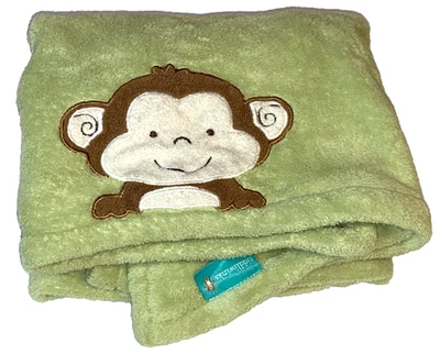 N2 ¡GUAU! Manta de cuna de bebé de felpa verde 30x40 Tiddliwinks MONKEY Foto 1 de 4