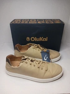 Sneaker bassa da uomo taglia US 13 Olukai Lae'ahi li 'ili in tela kaki pietra - Foto 1 di 9
