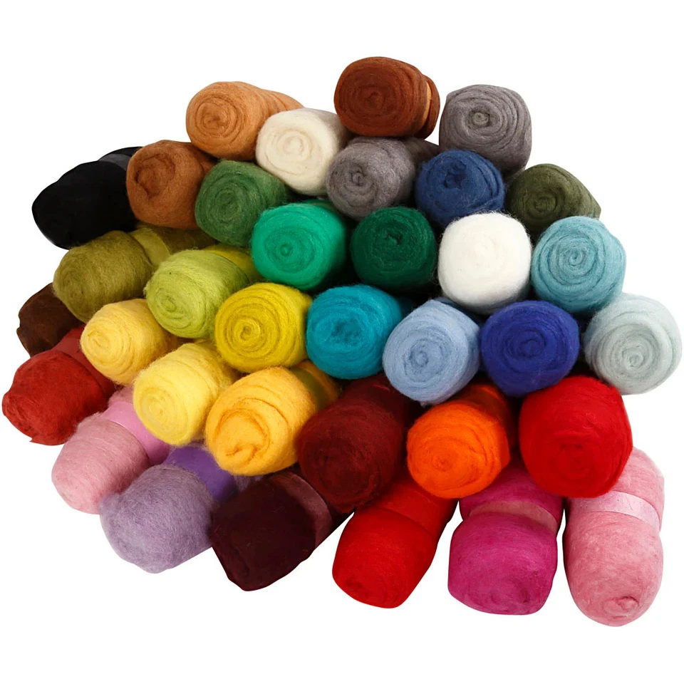 Creativ company gekaarde wol, diverse kleuren, 35x100 gr 1 doos - Photo 1/1