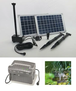 20W LED Solarpumpe Teich Pumpe 750L Akku Batterie Gartenteich Springbrunnen NEU - Bild 1 von 9