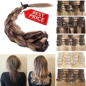 170G EXTRA DICK Clip In Remy Echthaar Extensions Doppelt Tressen Haarteile Glatt - Bild 1 von 47