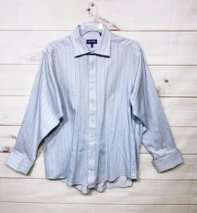 Camicia uomo Sean John fine sartoria taglia XL blu a righe polsini francesi maniche - Foto 1 di 10