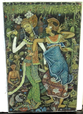 IMD BAWA UBUD BALI ORIGINAL ACRÍLICO SOBRE LIENZO TELA GENTE BAILANDO PINTURA Foto 1 de 4