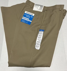 NWT Haggar Cool 18 Pro Dress Pant Men's 36x32 Khaki Golf Classic Fit Stretch - Picture 1 of 6