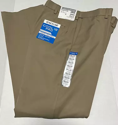 Nuevo con etiquetas Pantalón de vestir Haggar Cool 18 Pro para hombre 36x32 caqui golf calce clásico elástico Foto 1 de 4