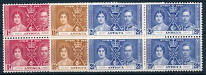 ANTIGUA 1937 CORONATION BLOCKS OF 4 MNH - Picture 1 of 1