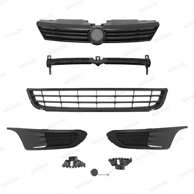 For Jetta 2011-14 MK6 Upper Grille/Lower Grill/Fog Light Cover/3 Bumper Brackets - Image 1 of 4