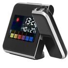 Weather Station Clock Temperature Humidity LED Projection Alarm Clock(Black) ✈