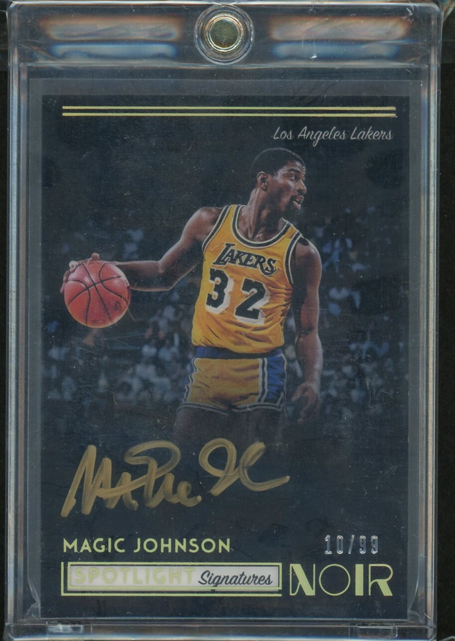 2018-19 Panini Noir Magic Johnson Spotlight Signatures On Card Auto 10/99 Lakers