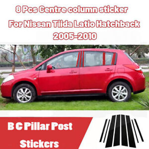 Black Pillar Post Window Door Cover Kit For Nissan Tiida 5Dr Hatchback 2005-10