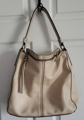 Realer женщин Hobo наплечная большая сумка сумочка из искусственной кожи кремовый отличном состоянии - Изображение 1 из 4