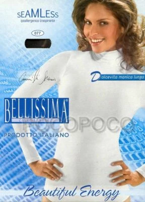 Maglia dolcevita da donna a manica lunga in microfibra Bellissima 077 elastica