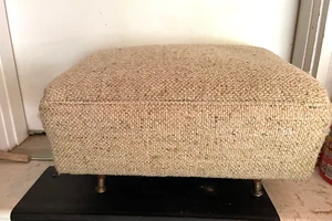 Vintage MCM Tan Tweed Foot Stool/ Hassock - Picture 1 of 10