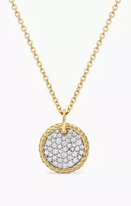 David Yurman - Cable Collectibles Pave Plate Necklace - 18kt Yellow Gold - Picture 1 of 9