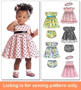 SEWING PATTERN Sew Baby Girls Clothes Clothing Formal Party Dress Headband 9117 - Picture 1 of 3