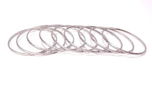 J.Crew Women's Etched Silver Thin Bangle set 10 Piece Stackable Bracelet NWT 68 - Picture 1 of 4