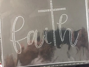 Rhinestone Iron-on Faith Applique - Picture 1 of 2