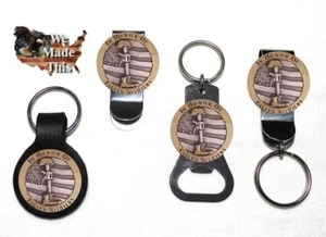 Custom Fallen Soldiers Military Bottle Opener Key Fob Key Holder Money Clip - Picture 1 of 6