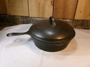 Antique Cast Iron Chicken Fryer Deep Skillet with Lid ~ Wobbles NOT Flat - Picture 1 of 8