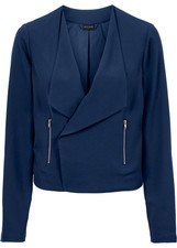 Damen Kurzer Blazer Jacke Oberteil Langarm Reißverschlüsse dunkelblau Größe 40