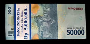 Indonesia 50000 RUPIAH P-159 2016 x 100 Pcs *AAA* RARE Bundle UNC Dancer Money - Picture 1 of 6