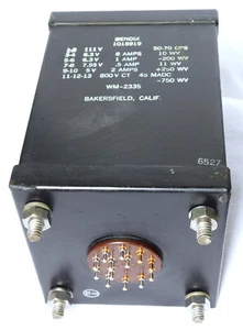 BENDIX MIL SPEC POWER TRANSFORMER • PLATE + FILAMENTS • MADE IN USA IN 1965 - Foto 1 di 7
