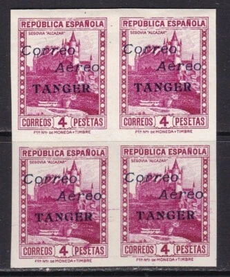1940 - Espanha - Tânger - Edifil NE22 - 4 pesetas lilás - Bloco 4 - MNH - Imagem 1 de 2