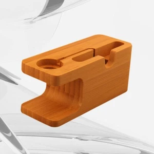 Mobile Phone Charging Base Bamboo Wood Station Cell Docking Stand - Zdjęcie 1 z 11