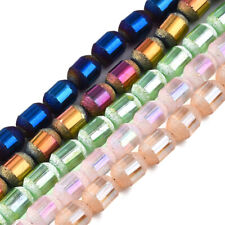 10 Strd Frosted Electroplate Glass Barrel Beads Smooth Craft Loose Spacer 9x7mm