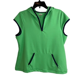 New Danskin Now Women's Green Pullover Short Cap Sleeve V-Neck Hoodie Top Size L - Picture 1 of 6