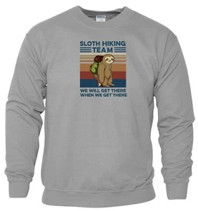 Sloth Hiking Team Sweatshirt Lazy Hike Hiker Funny Birthday Gift Men Jumper Top - Picture 1 of 4